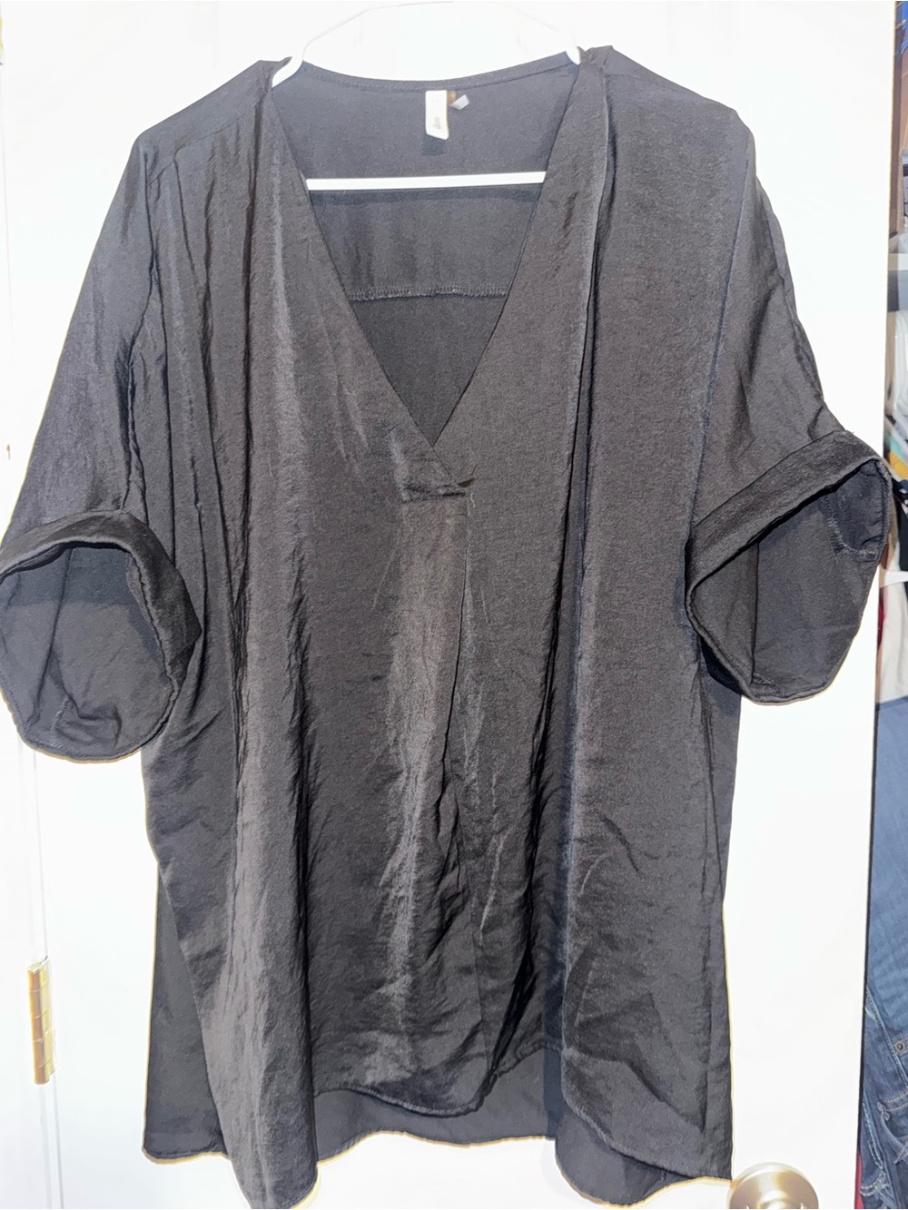 glam Black Crewneck Top